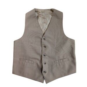 Vintage 60's 70's Men's Handmade Suit Vest Tan /Golden Groovy  Retro Disco